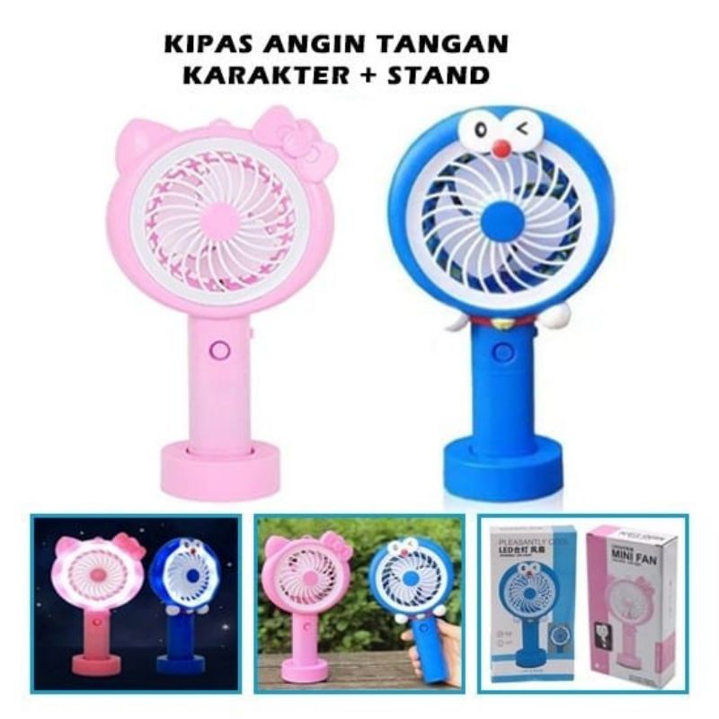 KIPAS MINI LED TANGAN USB PORTABLE CHARGER / MINI FAN 13D LIGHT / KIPAS MINI DORAEMON