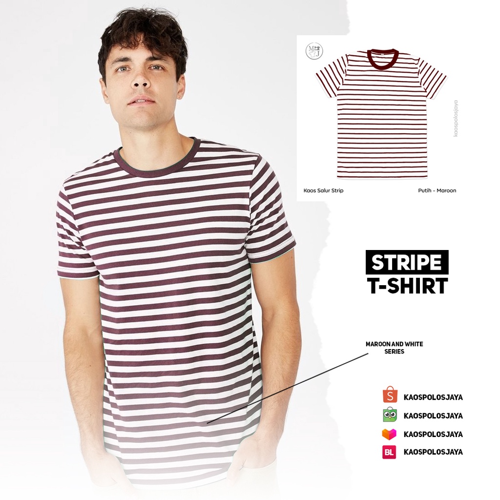 Kaos Stripe Salur Pria / Kaos Stripe Salur Wanita / Kaos salur / Premium katun berkualitas bahan tebal