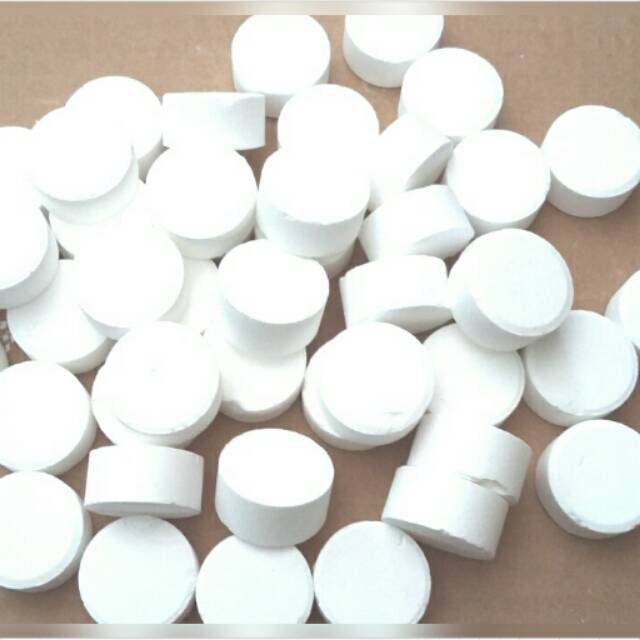 Kaporit tablet kecil 1 kg - tablet disinfektan ukuran 3cm penjernih air klorin air chrolin kolam renang dll