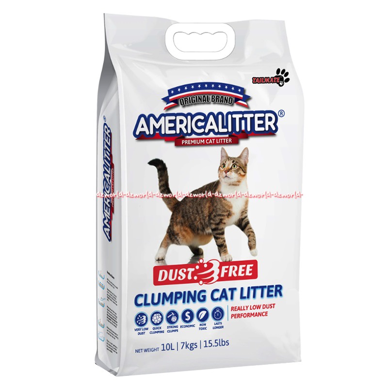 Americalitter Dust Free 10L Clumping Cat Litter America litter Pasir Kucing Bebas Debu Mengontrol Bau Tidak Sedap 10 Litter