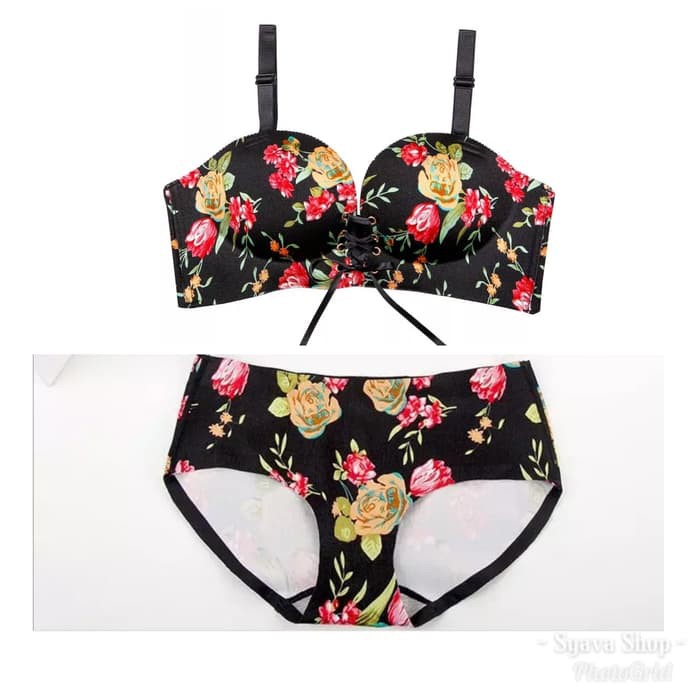 Bra Set cd push up celana dalam seamless bh sexy tali depan 001