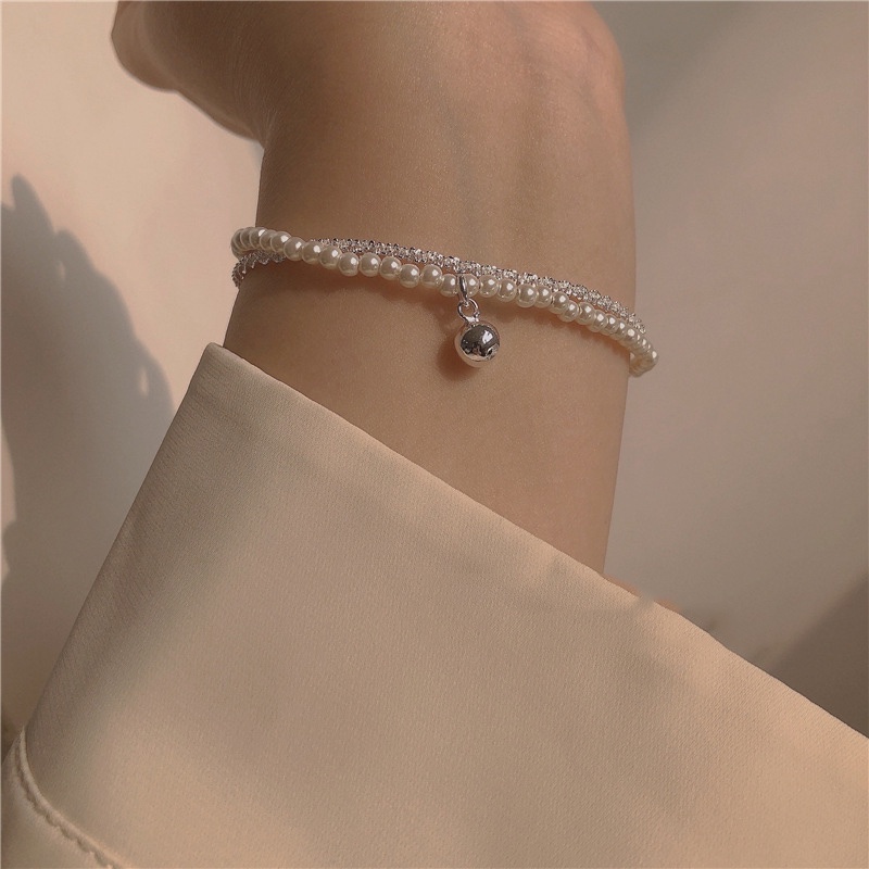 Gelang Mutiara Gypsophila Double Layer Gaya Korea Jepang