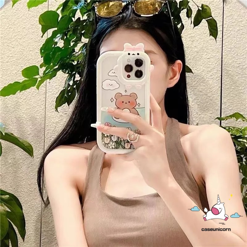 Soft Case 2 in 1 Motif Kartun Beruang 3D Untuk IPhone 6 6S 7 8 14 Plus 11 13 12 14 Pro MAX XR X XS MAX