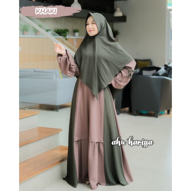 SET GAMIS SYARI AKU KARISSA SIMPLE POLOS REMAJA CANTIK ORI BRANDED HARIAN ITY CREPE JUMBO BUSUI PET