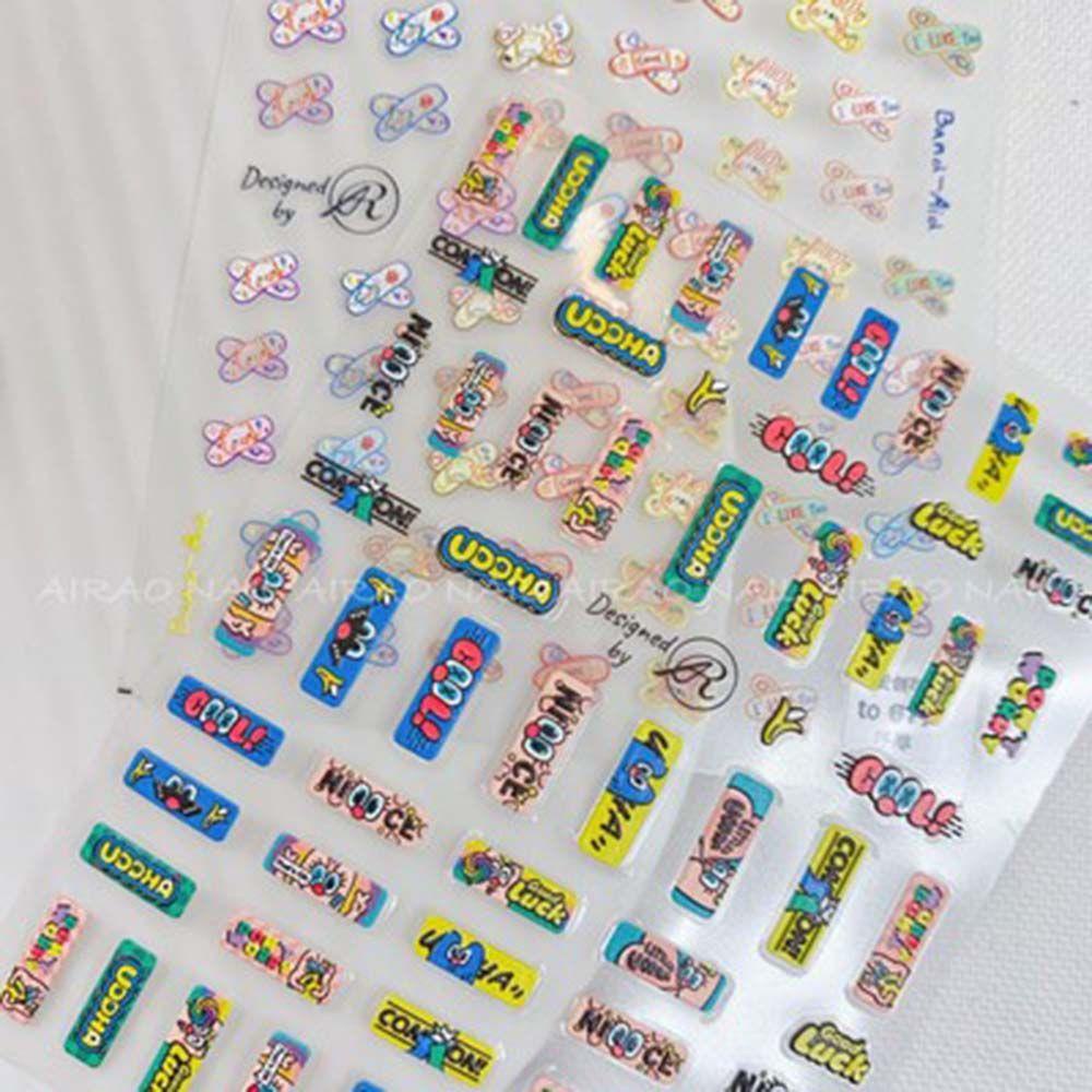 AUGUSTINA Agustina Stiker Nail Art Sweet Relief Donut Floret Little Bear Perekat Manikur Aksesoris