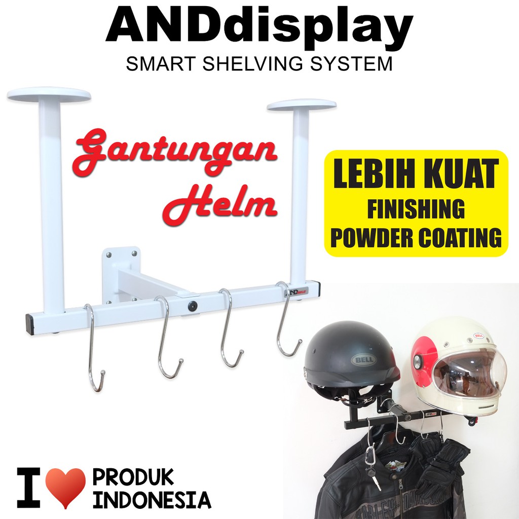 GANTUNGAN HELM  PUTIH MOTOR RAK  TEMPAT DISPLAY  SERBAGUNA 