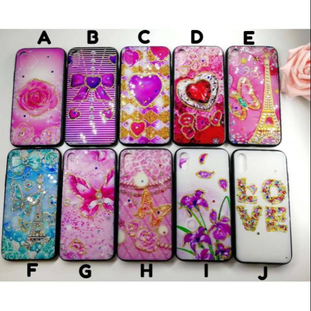 Samsung A7 2018 / A750 - Fuze case UV glow glitter pernik bunga love softcase
