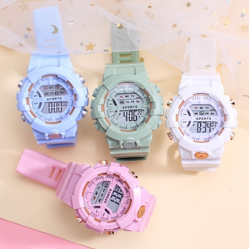 Grosir - J1005 Jam Tangan Sport Fashion / Jam Tangan Korea Style Digital / Jam Tangan Unisex Bentuk Bulat