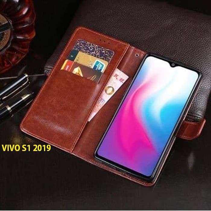 VIVO S1 2019 Flip Cover Wallet Leat   her Case | Shopee Indonesia