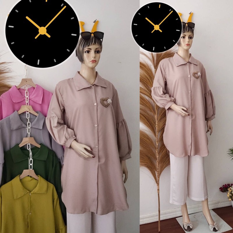 tunik long tunik tunic motif bunga daisy vintage viral kekinian midi dress gamis longdress busui kan