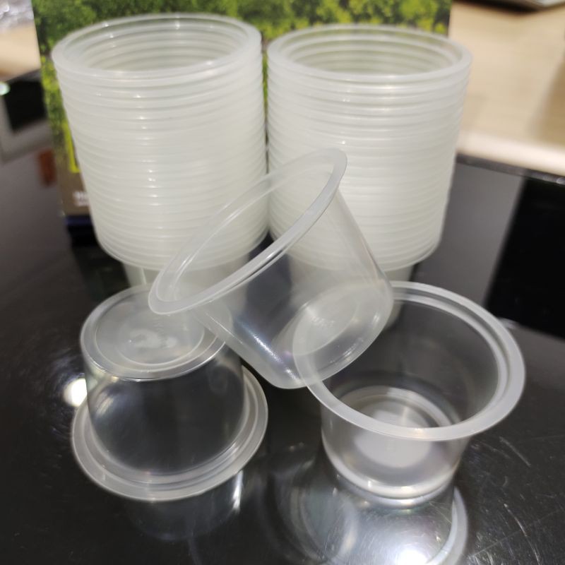 Gelas Plastik Pudding 55ml / 65ml Bening / Cup Tester / Ice Cream Jelly Puding