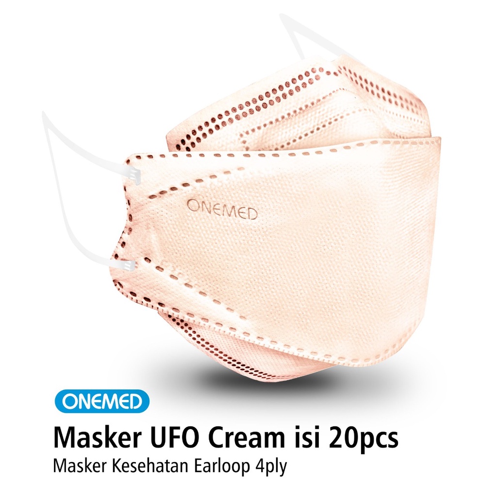 Masker Karet UFO Cream 3D OneMed 4ply Box isi 20pcs