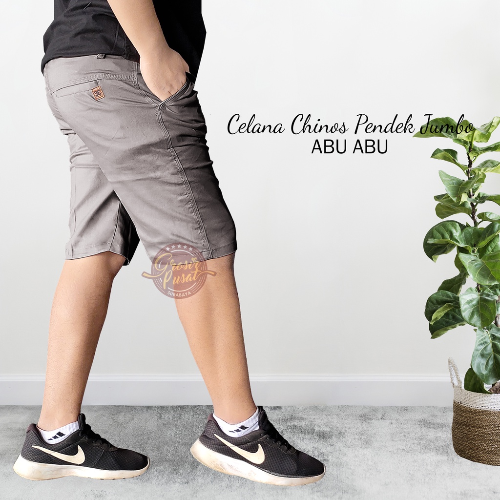 Celana Chino Pendek Premium Jumbo Abu 39 - 44