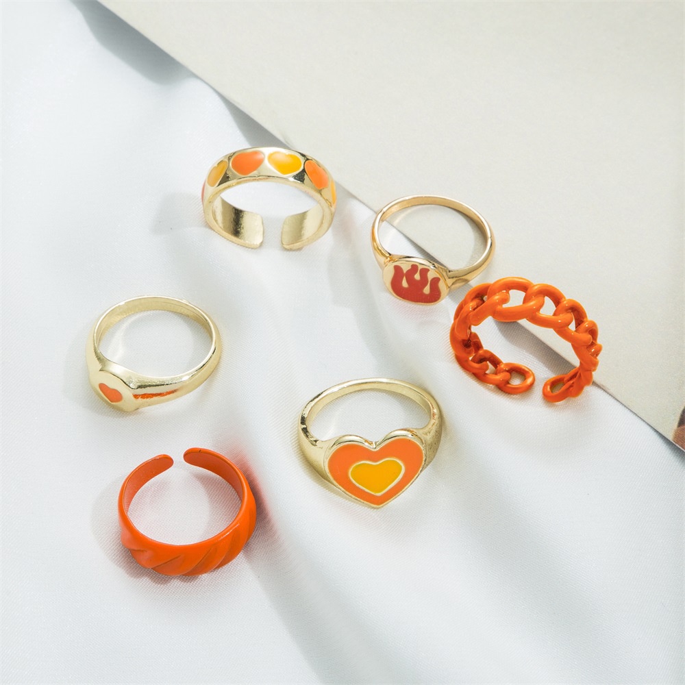 Y2K 6pcs / Set Cincin Aneka Desain Kreatif Untuk Wanita