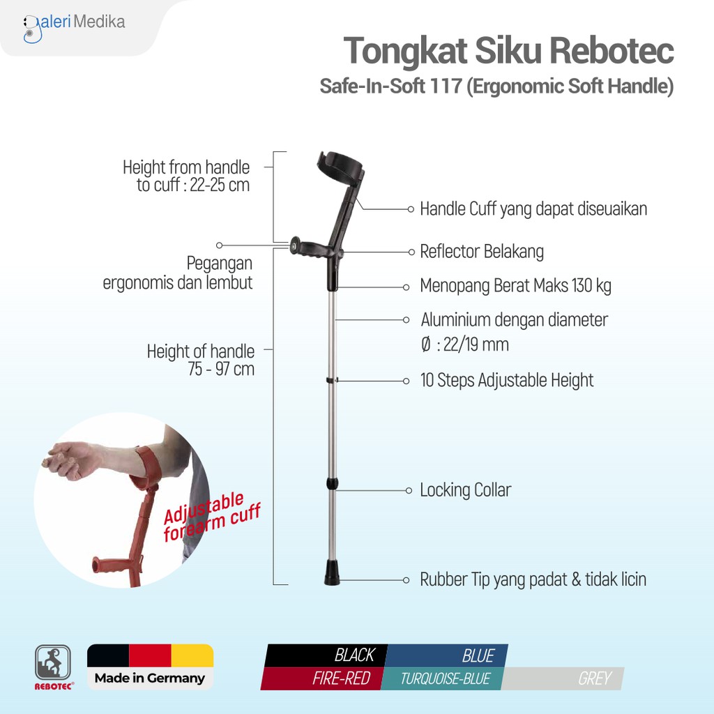 Rebotec Tongkat Siku / Tongkat Elbow Safe-In Soft Erg 117 - Tongkat Bantu Jalan