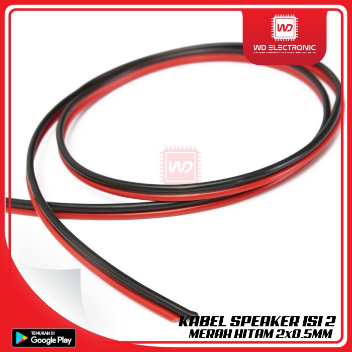 KABEL SPEAKER ISI 2 MERAH DAN HITAM 2x0.5MM SATU METER