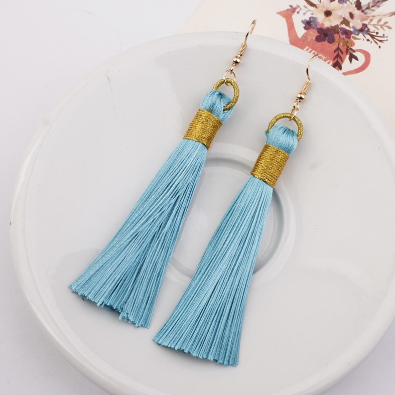 Panjang fringe anting multi-warna emas tepi rumbai anting-anting Eropa dan Amerika bohemian merek be