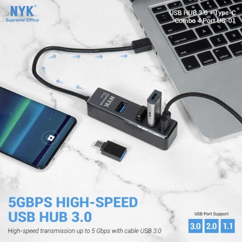 USB HUB 3.0 Type-C Combo 4 Port UC-01 NYK original