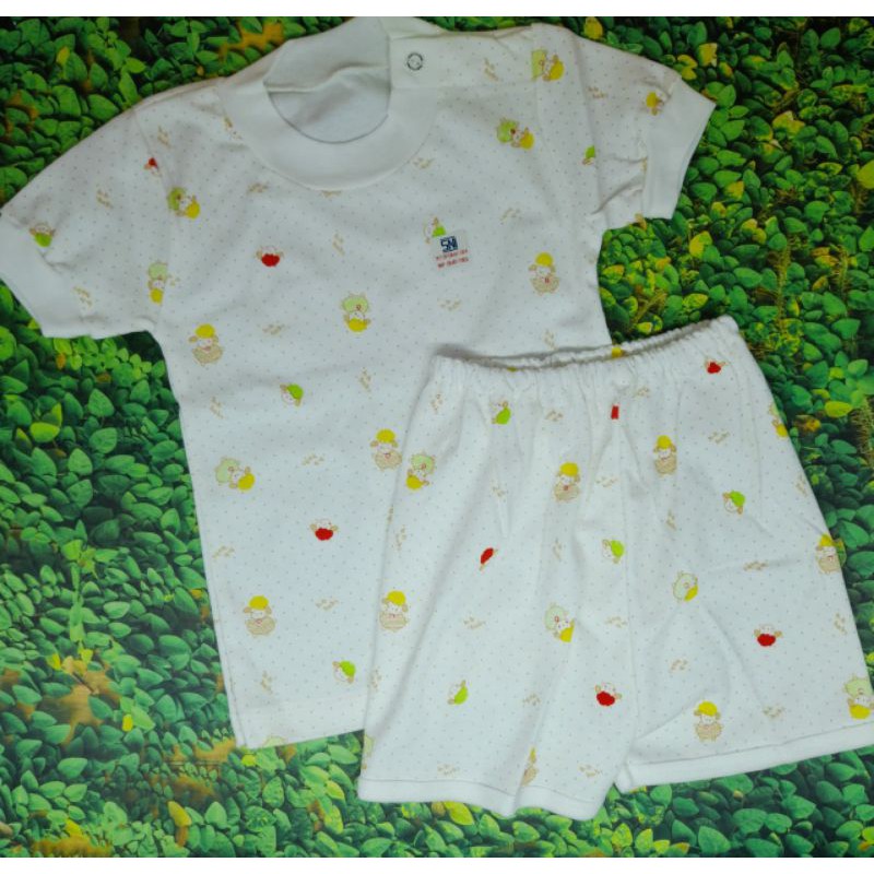 Stelan Pendek Bayi / Stelan Baju Kancing Samping UK no.14-18