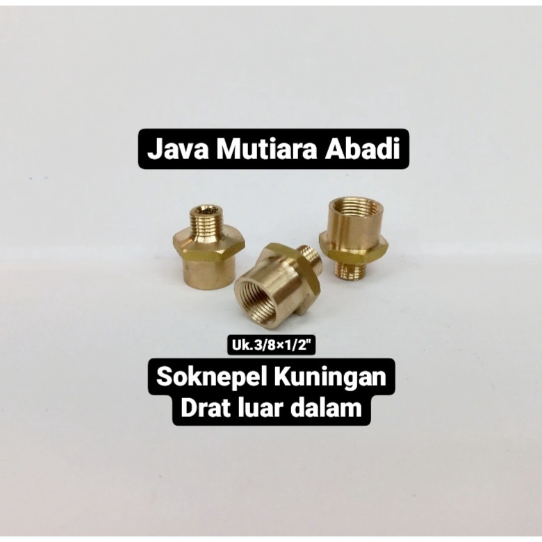 Sok kuningan sok drat luar dalam pendek kuningan 3/8x1/2'' inch