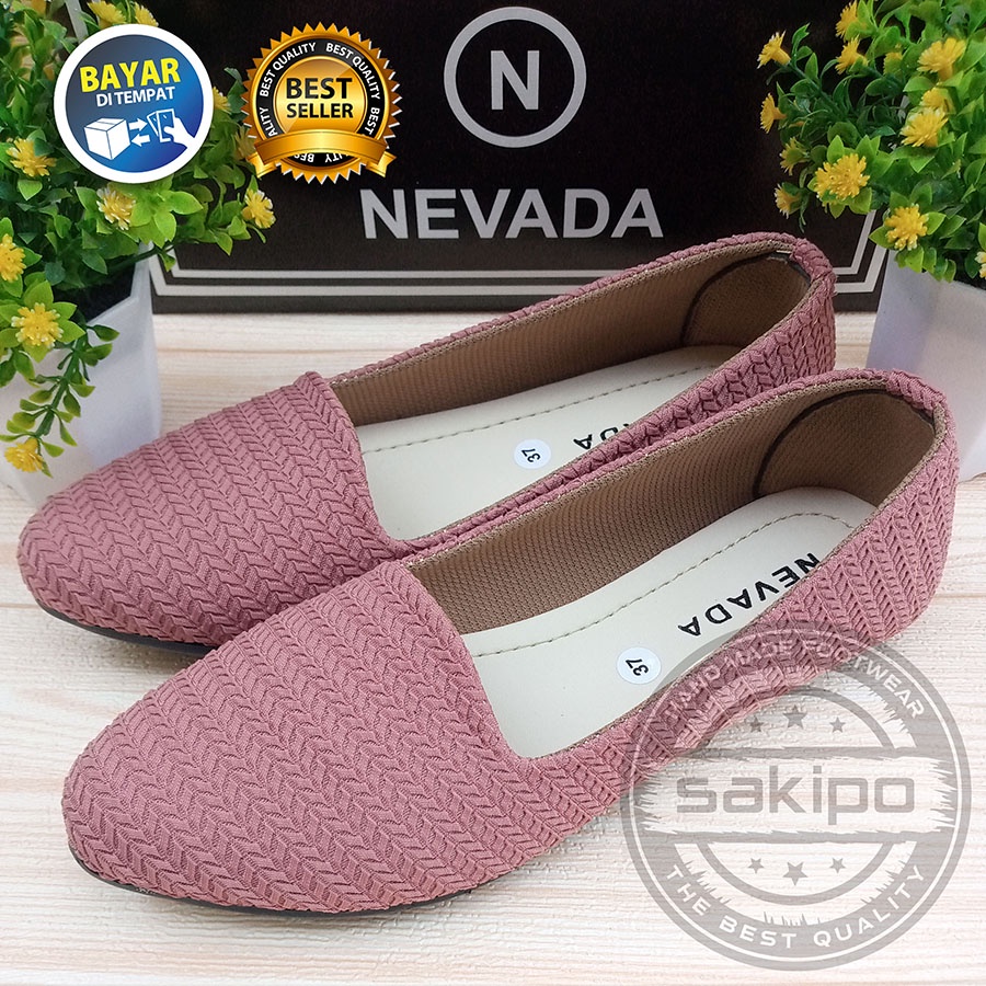 PROMO 12.12 BIRTHDAY SALE SEPATU WANITA DEWASA BALET RAJUT NEVADA TRENDI TERMURAH TERLARIS TAMPIL CANTIK / SAKIPO