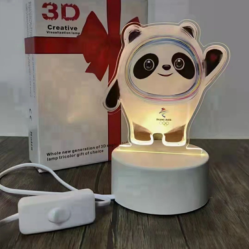 Lampu Meja Led USB Rechargeable Bentuk Es Panda 3d 2022 Untuk Kamar Tidur