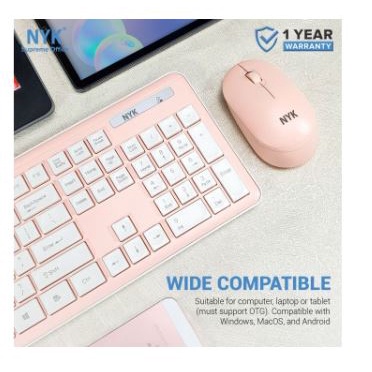 Keyboard mouse nyk wireless 2.4ghz usb bundle combo 2in1 membrane 104 keys optical 1600dpi k-10 k10