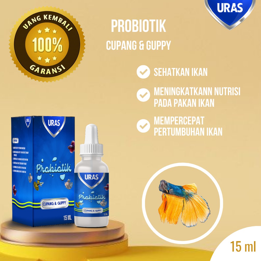 Vitamin Probiotik Obat Ikan Cupang Guppy Hias Halfmoon Blue Black Moscow Rim Koi Betina Giant Big Ea