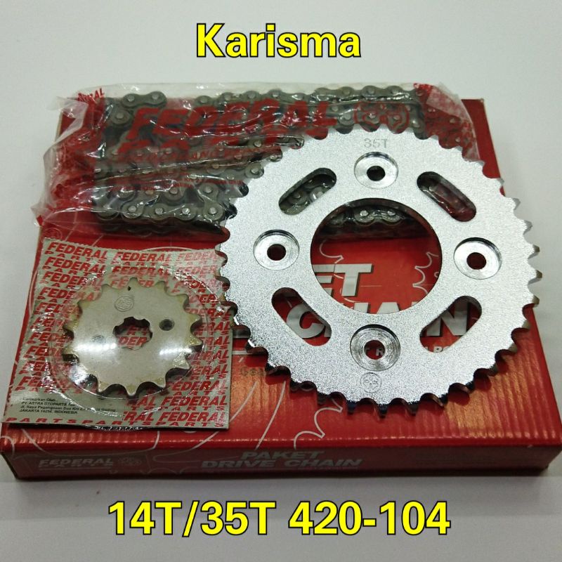 Federal Paket Gear Set Karisma Kirana Supra X125 Supra X125 New Gear Depan 14T Gear Belakang 35T Ran