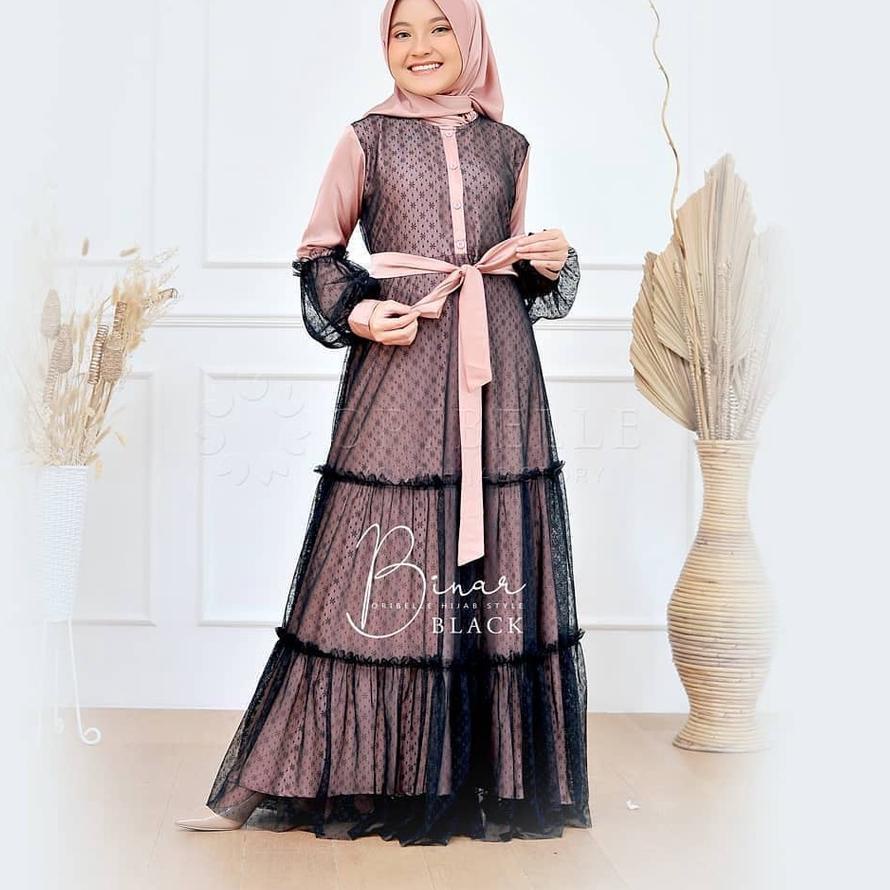 ♀ Binar Syar'i Kids 10-12th / Gamis Anak Perempuan Tanggung / Kekinian / Terbaru Muslim / Dress Mura