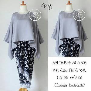 Setelan Kebaya Batwing / Kebaya Kalong JUMBO Grey