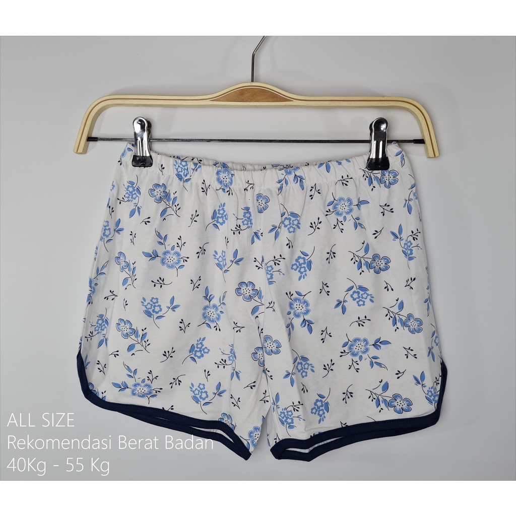 Summer Pants Celana Pendek Wanita - Blue Flower Fit to S