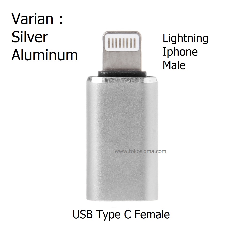 KONEKTOR TYPE C FEMALE TO JEK LIGHTNING 8 PIN IPHONE MALE ADAPTER