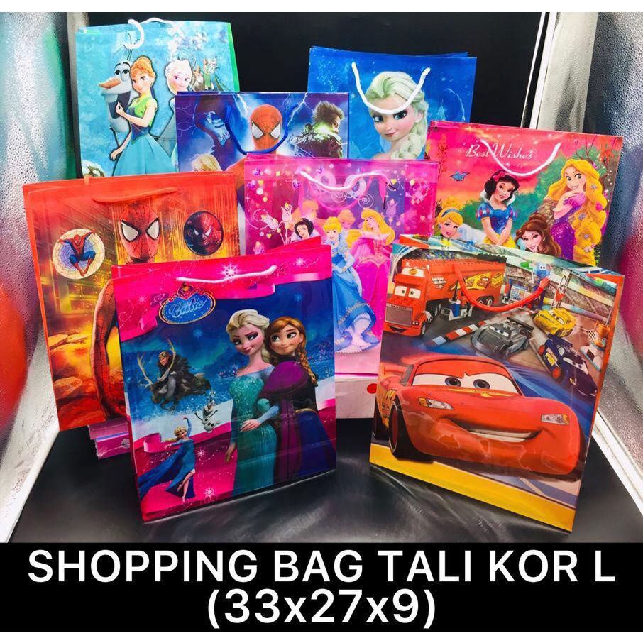 

GOODIE BAG ULANG TAHUN / SHOPPING BAG PLASTIK BAHAN TEBAL KARAKTER KARTUN UKURAN L