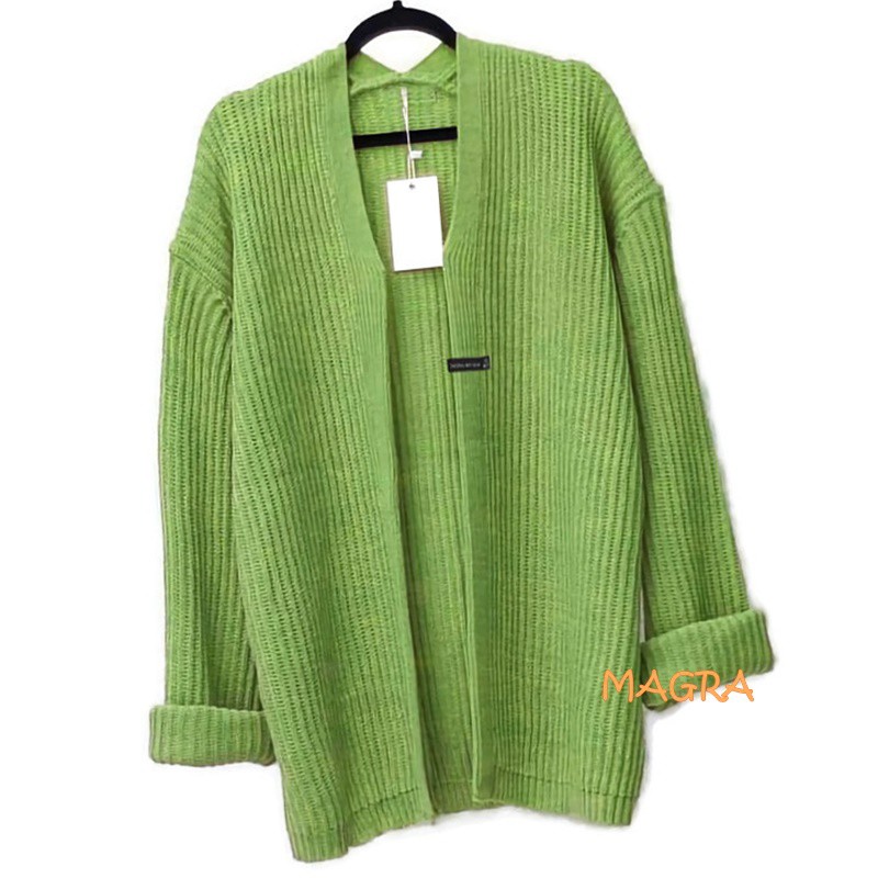 Cardigan Rajut Premium Lembut Magra all size fit to XL-Hijau Avocado