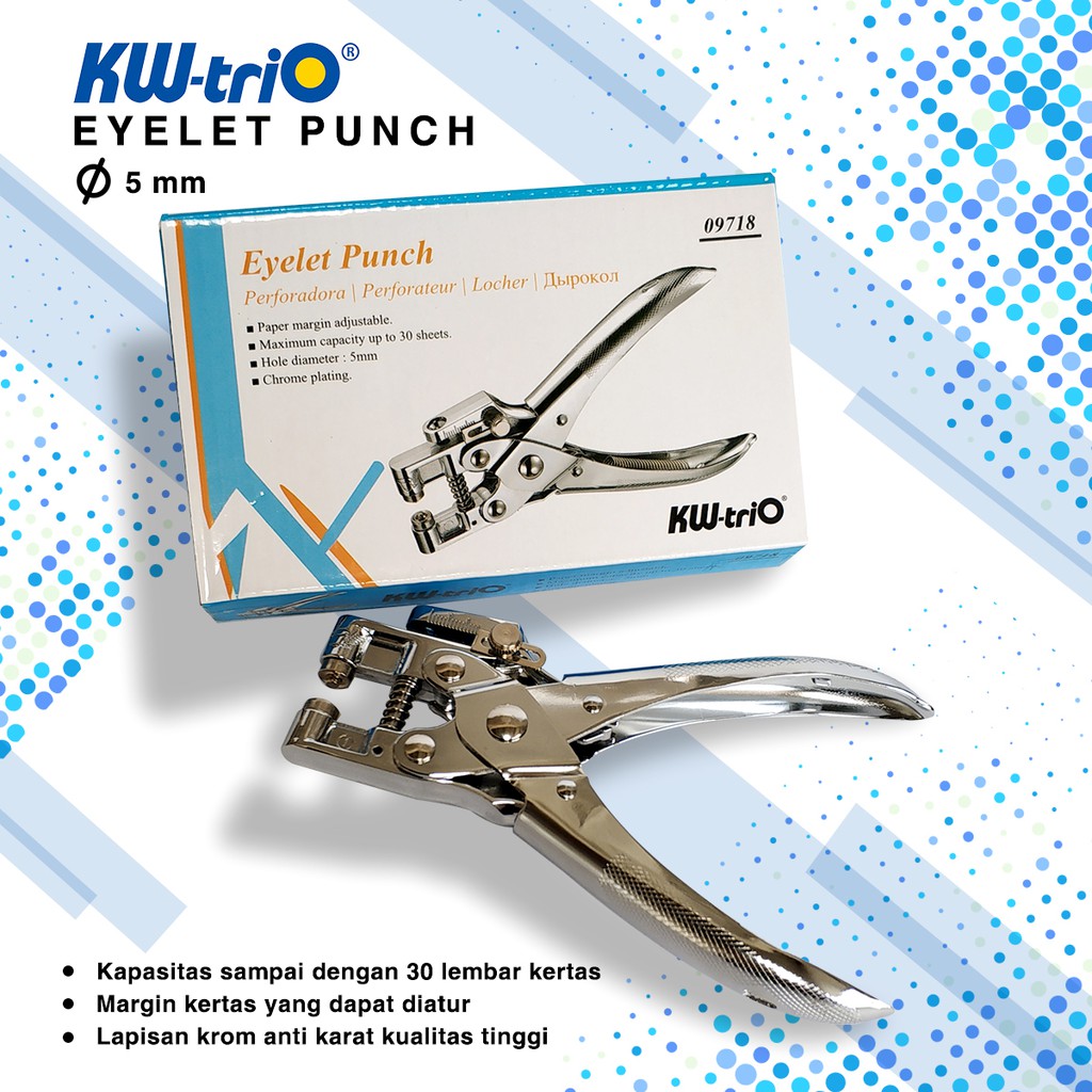 Pembolong Kertas 1 Lubang/eyelet Punch/ Alat Pembolong MIKA/KARTON Kw Trio 9718