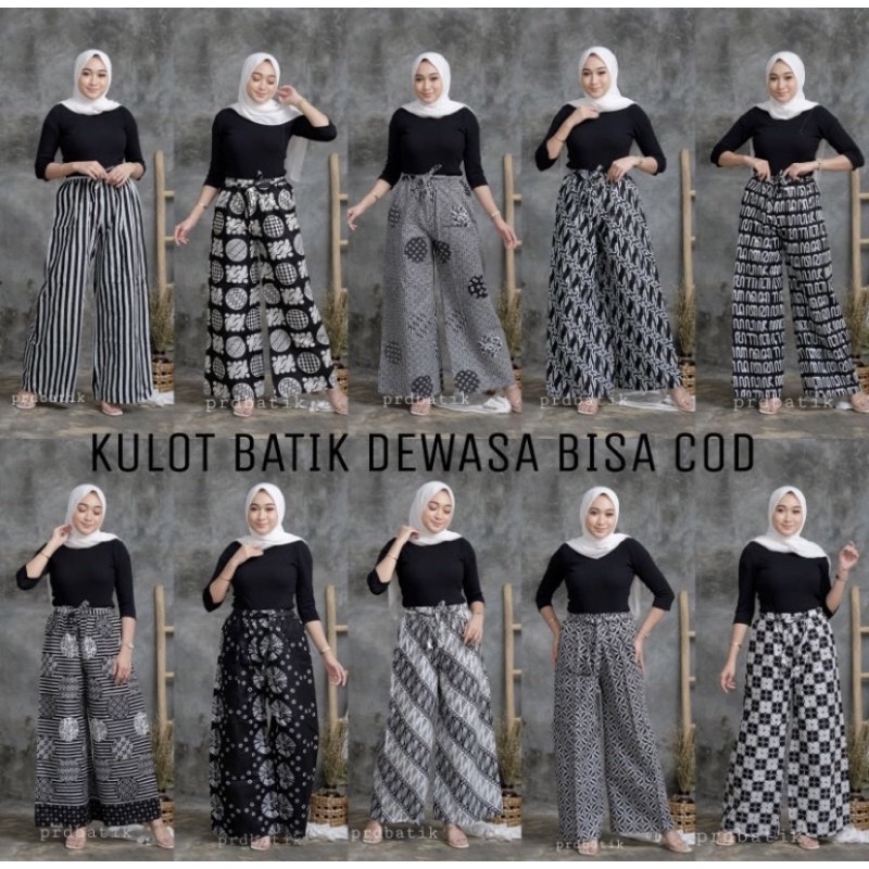 KULOT BATIK / CELANA KULOT / KULOT MOTIF MONOCHROME /KULOT COD/ KULOT JUMBO/ CELANA BATIK/CELANA WAN