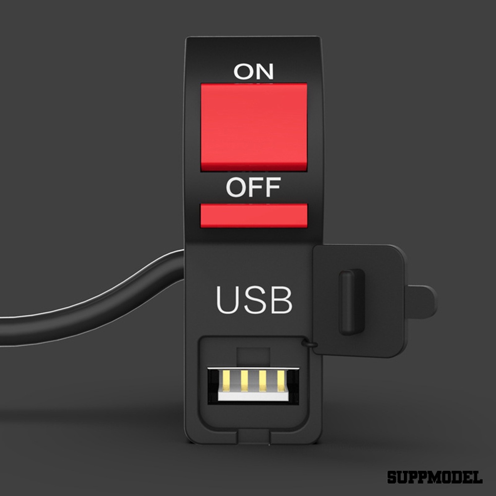 Spm Saklar Switch On / Off Universal Dengan Port Charger Usb Untuk Handlebar Motor