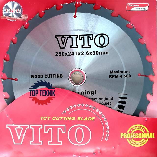 VITO MATA CIRCULAR SAW BLADE AKB 10" (250MM ) X 24T GIGI POTONG TANDUK / MATA CIRCULAR / MATA POTONG