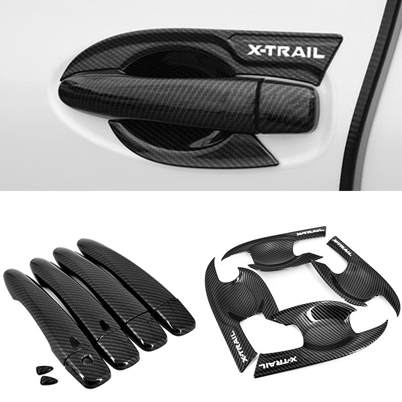 Xuming untuk Mobil Nissan Xtrail 2014 2021 Pola Serat Karbon Luar Door Handle Bowl Cover Trim X Trail T32 Mobil Pintu Menangani Mangkuk Kecantikan Trim