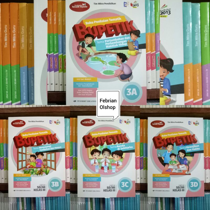 BUKU BUPETIK 3A 3B 3C 3D (PENILAIAN TEMATIK) SD/MI KELAS 3 SEMESTER 1 REVISI K13N 1 SET ERLANGGA