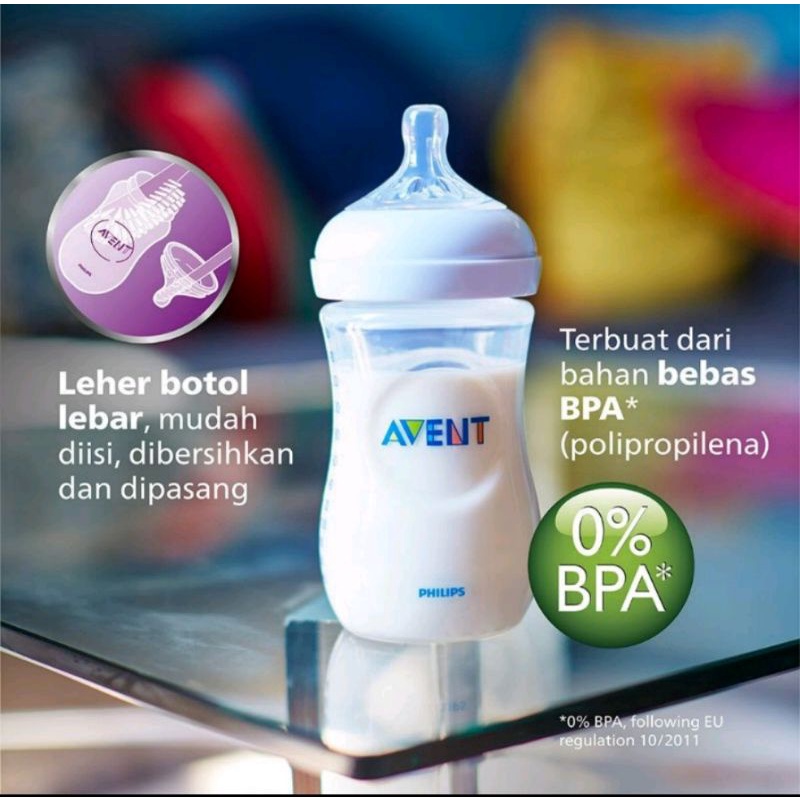 PHILIPS AVENT BOTTLE WIDE NECK NATURAL PUTIH ISI 1 &amp; ISI 2 ( 125ML/260Ml)