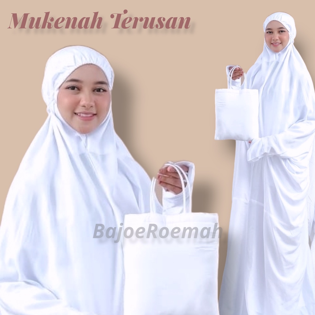 Mukena Terusan Dewasa Putih Polos