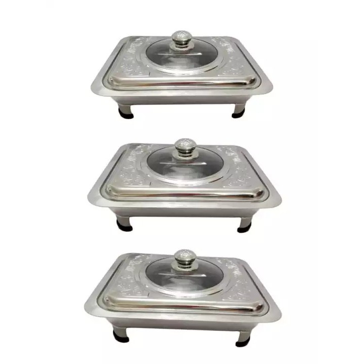 Warmer Square pan Panci Penghangat Tudung Saji Panci Kotak Wadah Saji Prasmanan Stainless Steel 8822/4622