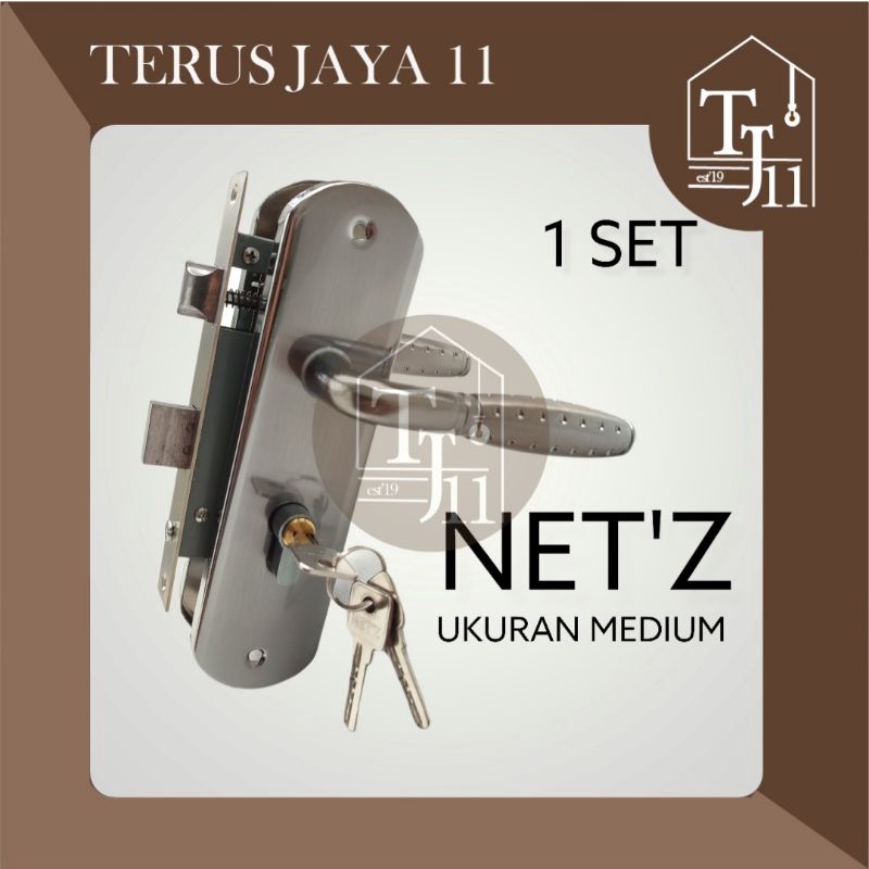 Kunci Pintu Tanggung NETZ / Kunci Pintu Sedang NETZ + Silinder Stainless / Kunci Pintu Komplit Lengkap 1 SET