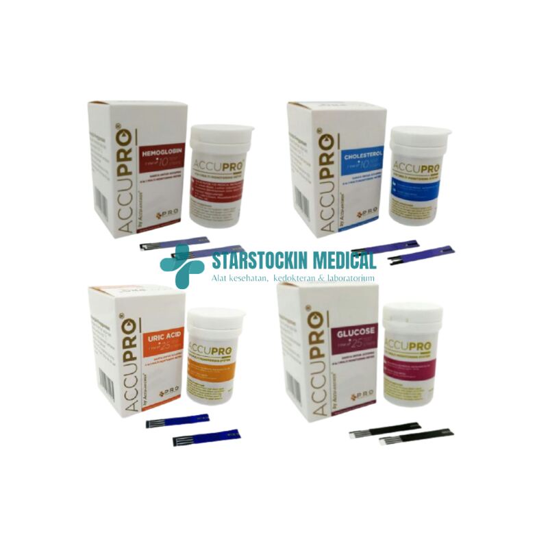 Strip Test Accupro 4 in 1 Accu Pro Gula Darah Asam Urat Kolesterol Hemoglobin