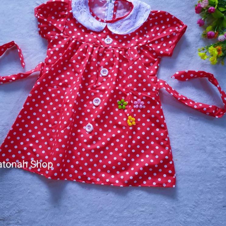 Dress anak 2 3 tahun polka kerah putih tali ( dress POLKA kerah tali ) –SWL.26Ma22ᵛ