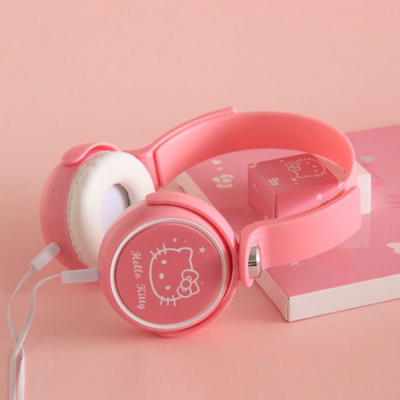 HEADPHONE  HELLOKITTY PINK / FULL PINK / SUPER BASS/ HEADSET KARAKTER / Motif LUCU /limited ERMURAH