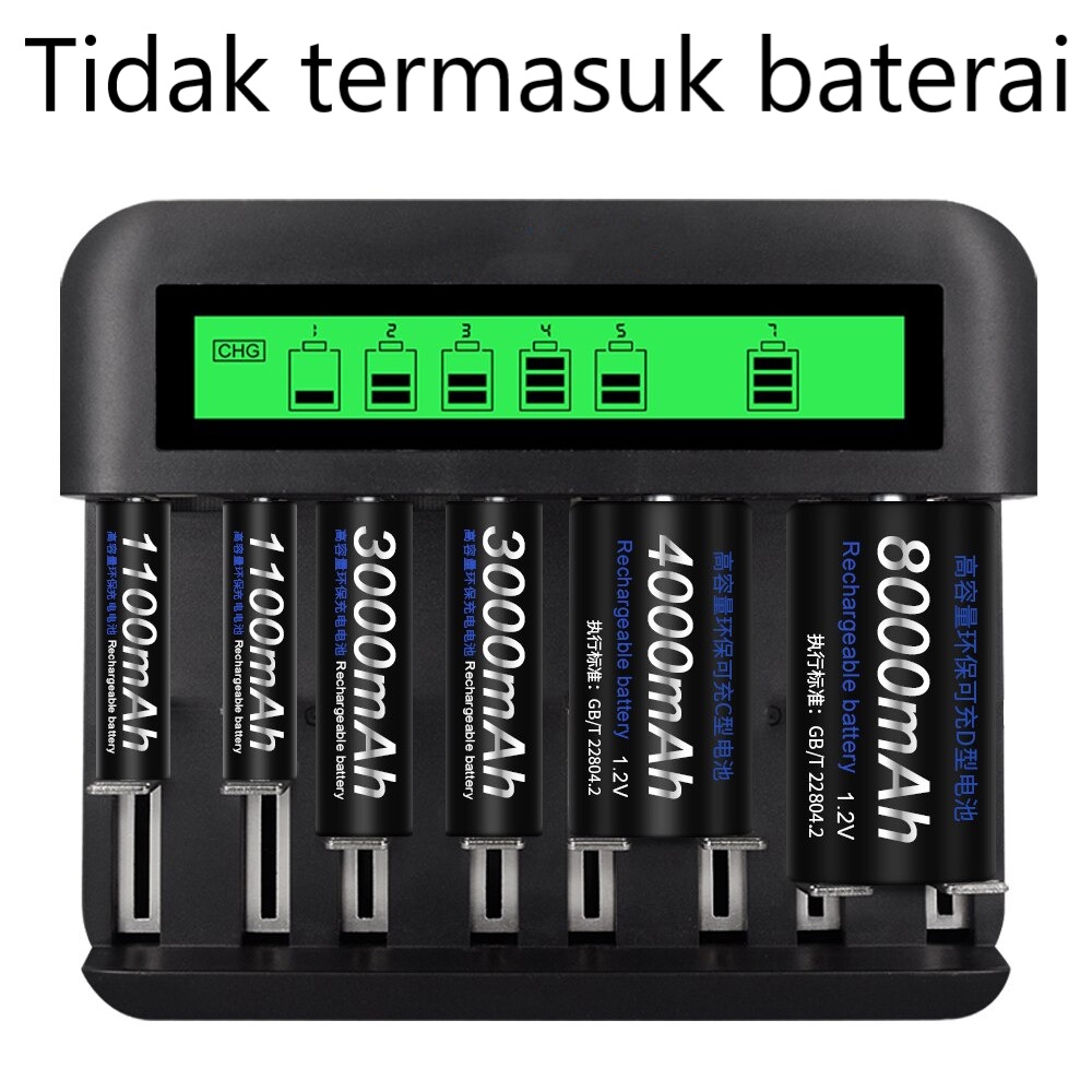 Charger Baterai 8 Slot Large LCD for AA AAA SC C D - NC559 - Black