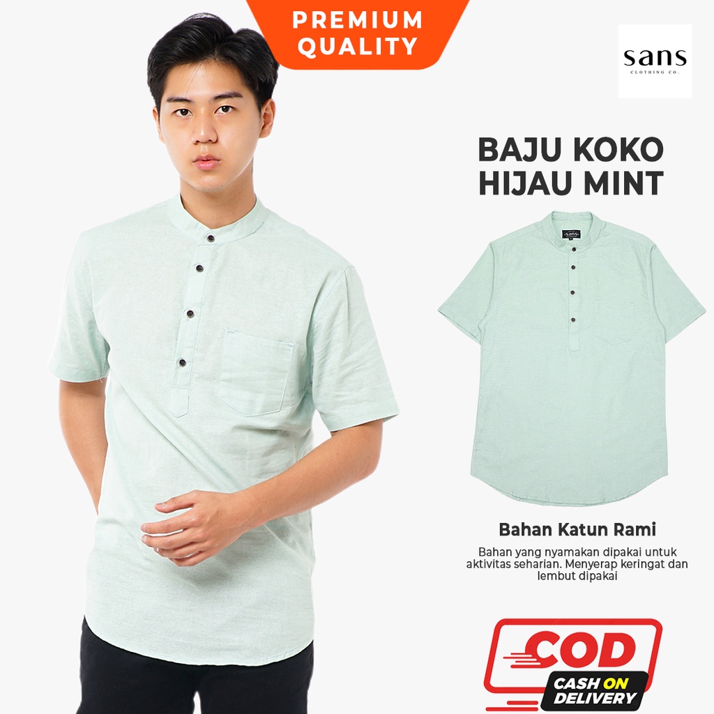 Baju Koko Dewasa Lengan Pendek Polos Premium Kemeja Muslim Pria Remaja Casual Slim Fit Kerah Ciangi 